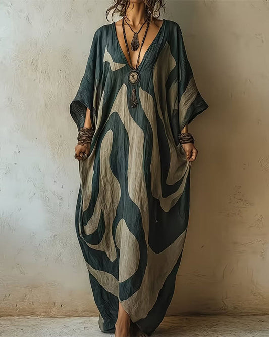 Aramina - Luxusní maxi kaftan s potiskem
