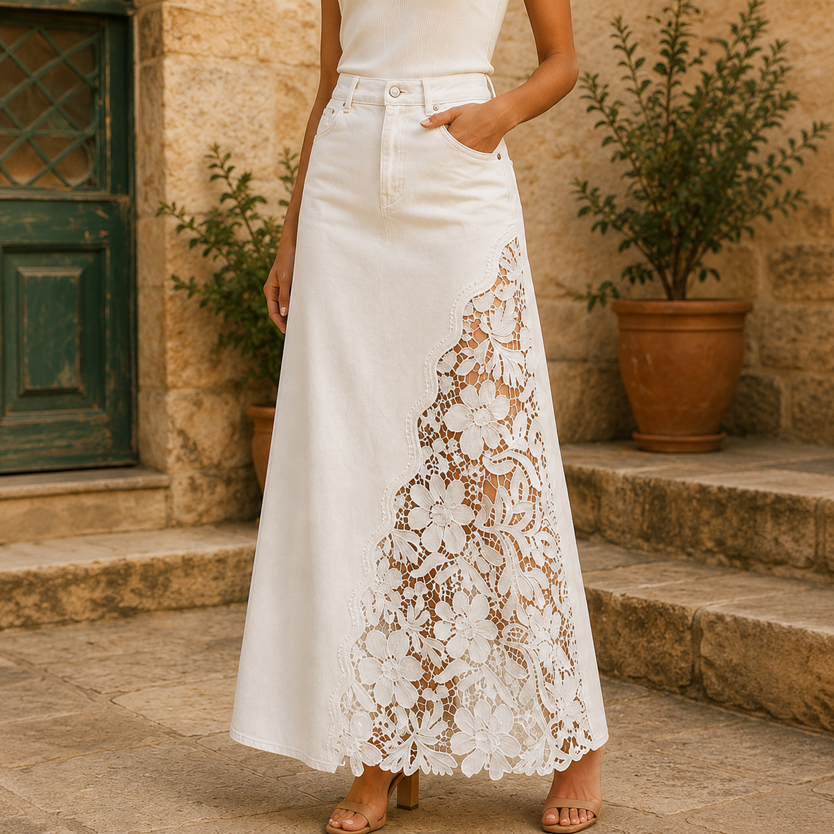 Faelyn - elegantní maxi sukně s vysokým pasem