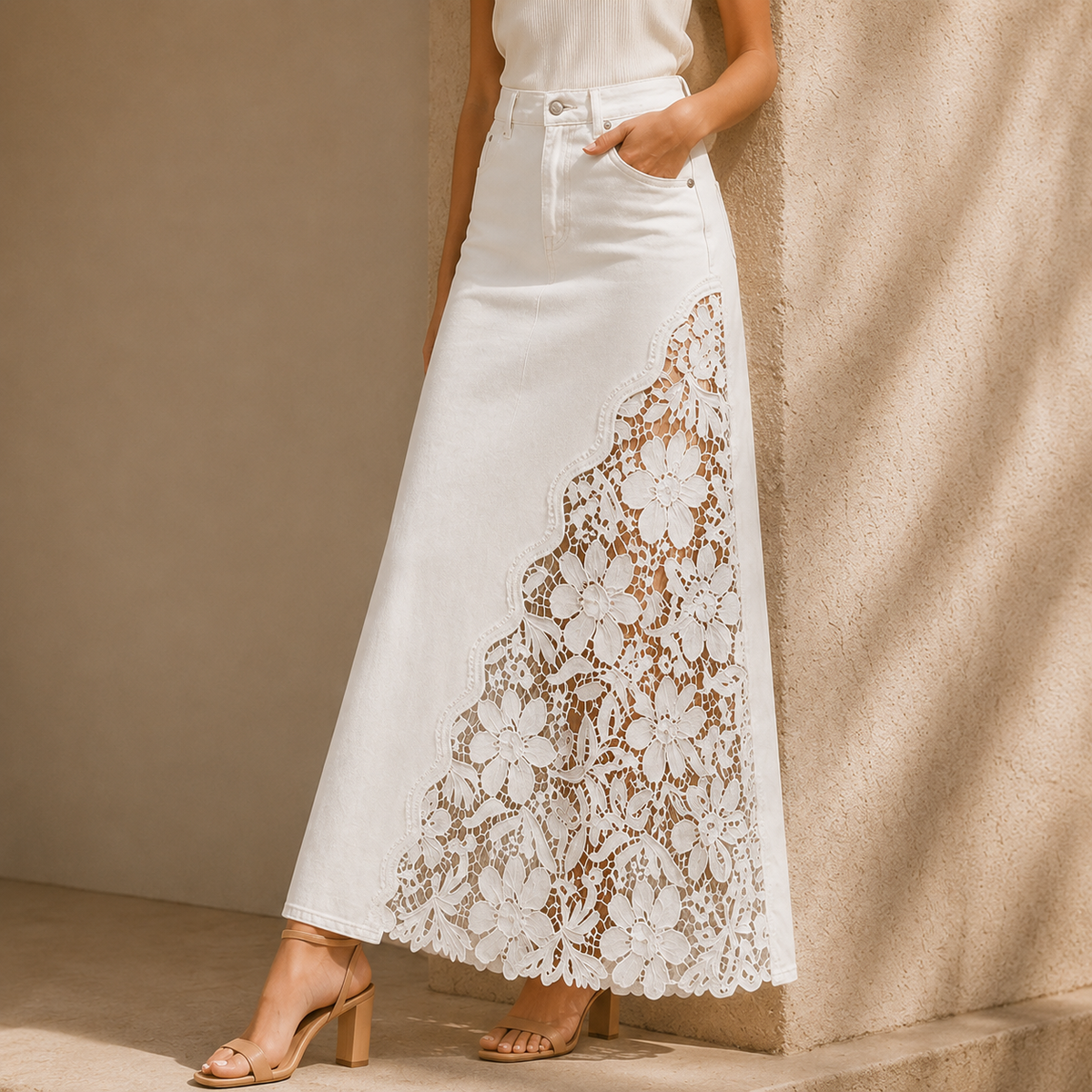 Faelyn - elegantní maxi sukně s vysokým pasem