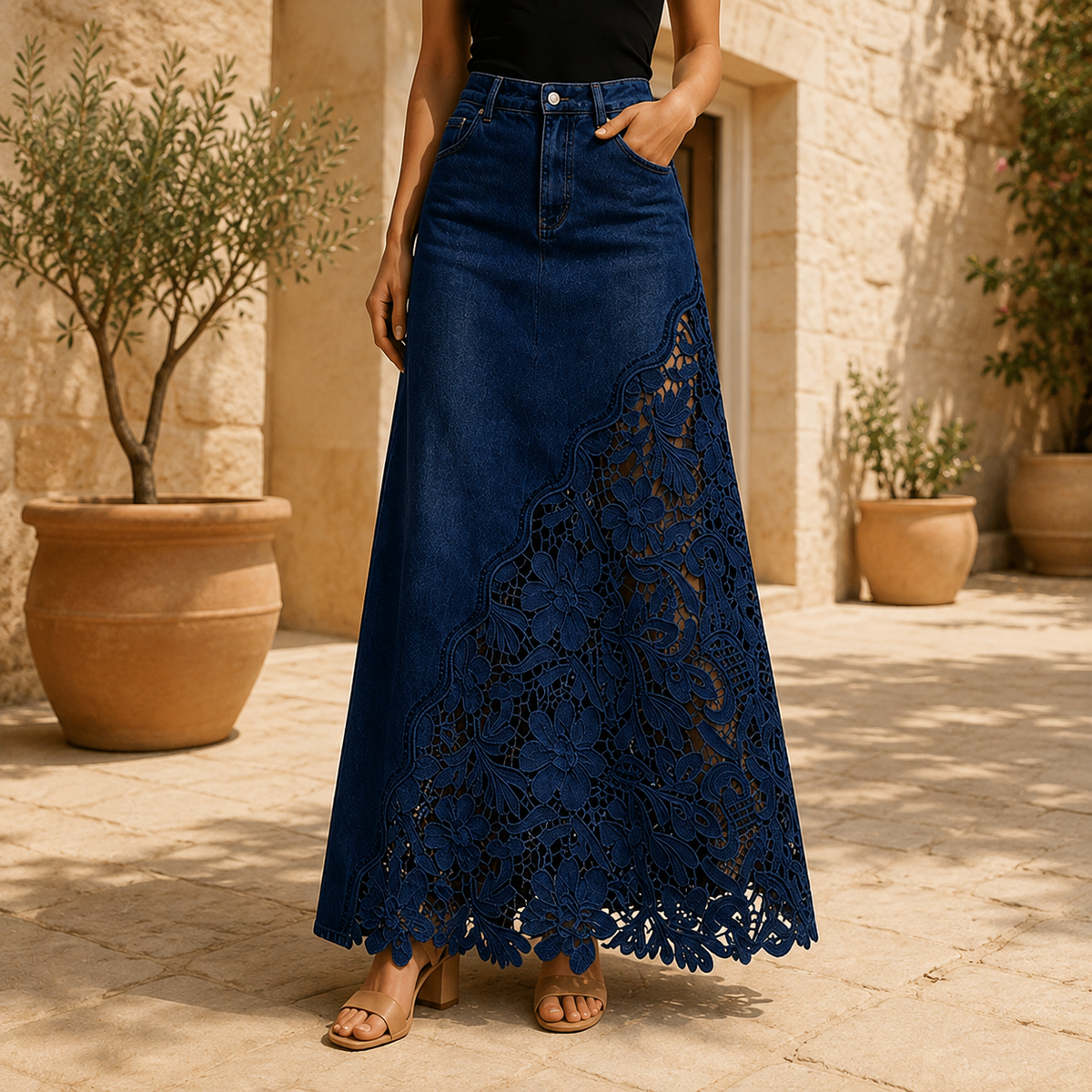 Faelyn - elegantní maxi sukně s vysokým pasem