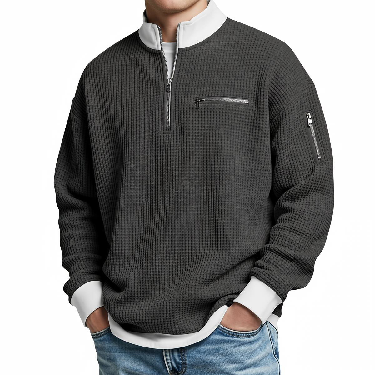 Brice - Texturovaný svetr na 1/4 zip